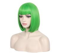 WildCos Perruque synthétique courte 30,5 cm lisse pour femme (vert clair)