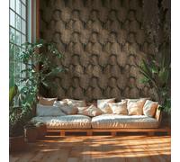 Livingwalls papier peint intissé à motif de feuilles en marron, beige, métallisé - papier peint décoratif 10,05 x 0,53 m - 786736