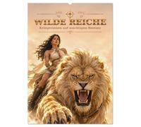 WILDE REICHE - Kriegerinnen auf mächtigen Bestien (Wandkalender 2027 DIN A2 hoch), CALVENDO Monatskalender: Kriegerinnen reiten auf wilden Bestien.