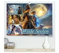 Wilde Seelen (hochwertiger Premium Wandkalender 2026 DIN A2 quer), Kunstdruck in Hochglanz: Die Magie schöner Frauen und mythischer Tiere