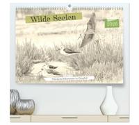 Wilde Seelen - Tierische Momente in Graphit (hochwertiger Premium Wandkalender 2026 DIN A2 quer), Kunstdruck in Hochglanz: Wilde Schönheit, in Graphit gezeichnet.
