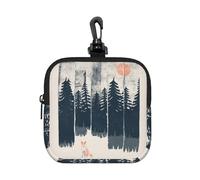 Wilderness Fox Art Pochette carrée à fermeture éclair avec impression intégrale, tissu en caoutchouc imperméable, léger et durable, petit sac de rangement pour pièces de monnaie, cartes, clés