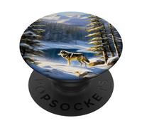 Wilderness Wolf Forest Wildlife Camping Randonnée Imprimé PopSockets PopGrip Interchangeable