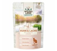 Wildes Land Nourriture Humide pour Chats | Poulet et Saumon aux canneberges Rouges | Plateau de 12 x 100 g