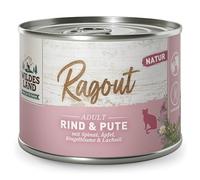 Wildes Land - Ragoût et dinde avec épinards, pommes, calendula et huile de saumon | Naturel - 6 x 180 g - Nourriture humide