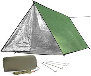 Wildes must:LYN grand 3 personnes fermeture à glissière réutilisable survie d'urgence tente de protection d'urgence,imperméable ignifuge léger bugout,avec paracorde pour le premiers secours,randonnée