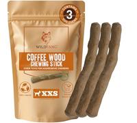 Wildfang® 3 Bâton à mâcher pour chien en bois de café (taille XXS) - Jouet à mâcher pour chiots et petits chiens - Bois à mâcher robuste contre le tartre et les mauvaises odeurs buccales - Soins