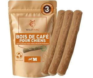 Wildfang® Bois de Café Naturel pour Chien, M - Jouets à Mâcher Robustes pour Mâcheurs Agressifs, Jouets de Dentition pour Chiot, Entraînement des Muscles de Mastication, Chiens de 15 à 25 kg, lot de 3