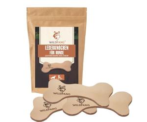 Wildfang Os Chien à Mâcher de Cuir - Alternative au Fromage de Yak, Jouets à Mâcher pour Chiens et Chiots, Cuir Naturel à Tannage Végétal, Graissé à l'huile d'olive, Jouets pour Chiens - 3 x L