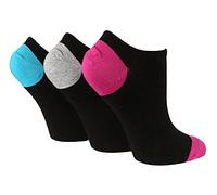 WILDFEET Chaussettes Courtes Bambou pour Femme | Lot de 3 Paires | Socquettes Basses Couleur Blanches et Noires | Sock Shop (37-42, Noir/Rose H & T)