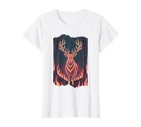 Wildfire Forest Spirit Cerf Buck T-Shirt Graphique avec Valeur, Femme, Blanc, XL
