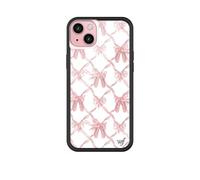 Wildflower Coques - on Pointe, Compatible avec Apple iPhone 16 Plus | Nœuds Roses et Blancs WF Girl Esthétique Ballet Mignon Tendance - Protection Pare-Chocs Noir, certifié Test de Chute de 1,2 m,
