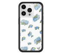 Wildflower Coques - Rose Clair de Lune, Compatible avec Apple iPhone 16 Pro | Motif Floral Bleu Blanc délicat Mignon Tendance - Protection Pare-Chocs Noir, certifié Test de Chute de 1,2 m, certifié