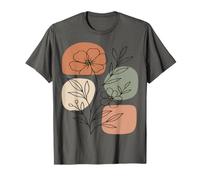 Wildflower Line Art Abstract Botanical Mid Century T-Shirt
