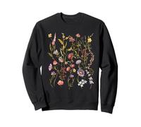 Wildflower Meadow Botanical Illustration, Vintage Floral Na Sweatshirt