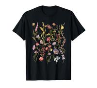 Wildflower Meadow Botanical Illustration, Vintage Floral Na T-Shirt
