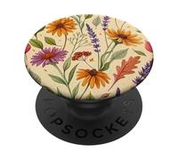 Wildflower Meadow Pattern with Autumn Garden Colors PopSockets PopGrip Adhésif