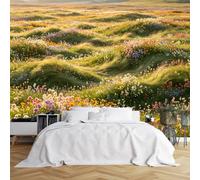 Wildflower Meadow Wall Mural, 3D Panoramic Self-Adhesive Wallpaper Mural 280X180Cm(Wxh) Peel And Stick Waterproof Vinyl Wall Covering For Bedroom Living Room Feature Wall Home Decor Wildflower Meadow
