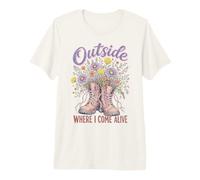 Wildflower Nature Outside Where I Come Alive Cottagecore T-Shirt Haut de Gamme