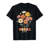 Wildflowers Nonna Annonce de naissance Nonna Est 2025 T-Shirt