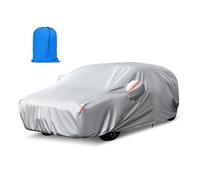 WildFun 10 Couches Housse de Voiture imperméable, Housse de Voiture complète pour l'extérieur, Universelle pour VW Golf MK4/5/6, Benz W202, Ford Focus, 450 cm argenté épaissi pour l'automne/Hiver