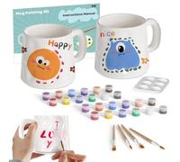 WildFun Set de tasses en céramique, kit de peinture pour adultes, comprenant des tasses, des pinceaux, des peintures vibrantes et un guide d'inspiration