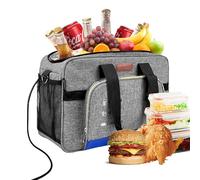 WILDGEEK Sac isotherme électrique portable de 15 L, sac chauffant pliable, alimentation 12 V CA/CC, pour refroidir les aliments et les boissons pré-refroidis (16 litres, gris)