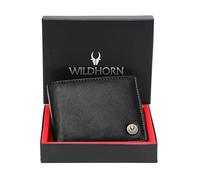 WildHorn Portefeuille en Cuir Noir pour Homme I Coutures Ultra résistantes I 6 emplacements pour Cartes I 2 Compartiments pour Monnaie et 2 Compartiments Secrets I 1 Poche pour pièces de Monnaie