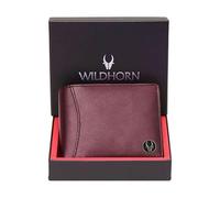 WildHorn Portefeuille en cuir pleine fleur pour homme I 9 emplacements pour cartes I 2 billets et 2 compartiments secrets I 1 fermeture éclair et 3 emplacements pour cartes d'identité, Bordeaux,