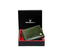 WildHorn Portefeuille en Cuir Vert pour Homme I Coutures Ultra résistantes I 6 emplacements pour Cartes I 2 Compartiments pour Monnaie et 2 Compartiments Secrets I 1 Poche pour Monnaie