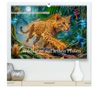 Wildkatze auf leisen Pfoten (hochwertiger Premium Wandkalender 2027 DIN A2 quer), Kunstdruck in Hochglanz: Schatten aus Samt, eine Katze die im Leisen lebt.