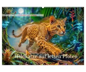 Wildkatze auf leisen Pfoten (Wandkalender 2027 DIN A2 quer), CALVENDO Monatskalender: Schatten aus Samt, eine Katze die im Leisen lebt.