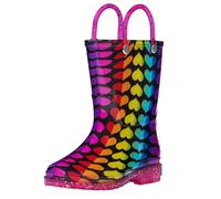 Wildkin Kids Rain Boots for Toddlers Boys & Girls, 100% Water Proof Rain Boots for Kids with Easy Slip-On Handles, Features No-Slip Tread, Ideal for All Seasons, BPA-Free, Size 13 (Rainbow Hearts)