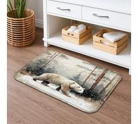 Wildlife Bear Tapis de bain à séchage rapide, motif animal de la forêt rustique, absorbant, antidérapant, lavable en flanelle pour salle de bains, toilettes, toilettes, décoration 40,6 x 61 cm
