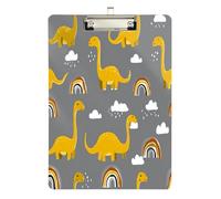 Wildlife Dino Porte-bloc de poche en acrylique gris arc-en-ciel mignon pour salle de classe de 5e année Essentials pour enseignants Taille 9 x 12,5 cm Tabla para escribir