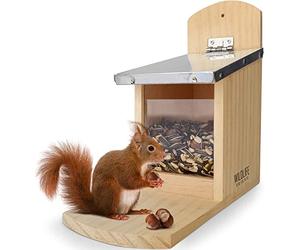 Wildlife Friend I Mangeoire Ecureuil Exterieur - avec Toit en Métal I Distrubuteur De Nourriture écureuils, Maison écureuil - Station d'alimentation pour Nourrir Les écureuils.