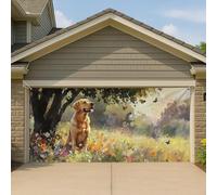 Wildlife Golden Retriever Housse de porte de garage avec grand chien inspiré de la nature, paysage d'été pour jardin, 397 x 180 cm