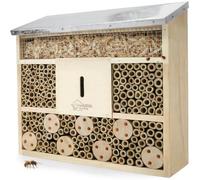 WILDLIFE HOME Hôtel à insectes avec toit en métal I Non traité Maison d'abeilles en bois massif pour abeilles, coccinelles et chrysopes, maison à insectes I Aide à la nidification Hôtel à insectes à