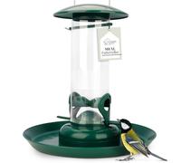 WILDLIFE HOME Mangeoire à grains avec assiette XL - Vert - Distributeur de nourriture pour oiseaux à suspendre pour jardin et balcon - Mangeoire pour oiseaux sauvages toute l'année