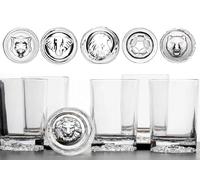 Wildlife Lot de 6 verres à whisky 310 ml avec boules hautes et incrustées d'animaux Idéal pour servir du whisky, de la vodka Convient pour les restaurants et les bars (6, animal)