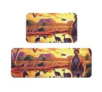Wildlife Of Australia Lot de 2 tapis de cuisine antidérapants en bois pour la maison et le bureau
