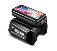 Wildman Sacoche de Cadre de vélo pour téléphone Portable - Idéale pour GPS - Sacoche de vélo avec Trou pour Casque avec Prise en Charge du capteur d'empreintes digitales - Imperméable - Taille XL