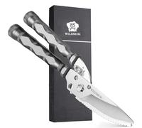WILDMOK Cisailles à Volaille Robustes - Cisailles d'extérieur à Volaille Multifonctions en Acier Inoxydable de 21,6 cm, Ciseaux de Cuisine Ultra tranchants pour Camp en Plein air, Gris