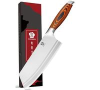 WILDMOK Couteau à couperet de Cuisine, Couteau Professionnel Nakiri aux légumes de Viande de 19,8 cm - Lame en Acier Allemand Ultra tranchante avec poignée en Pakkawood