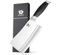 WILDMOK Couteau de couperet à viande, hachoir à os robuste de 17,9 cm, couteau de boucher en acier inoxydable allemand avec poignée pakkawood noire, chinois pour cuisine