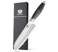WILDMOK Couteau Santoku de 18 cm, chef japonais - Ultra tranchant, couteau de cuisine en acier inoxydable allemand, manche Pakka, coffret cadeau