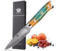 WILDMOK Damast-Schälmesser, 9 cm, japanischer 67-lagiger Damaststahl, professionelles Schälmesser, Kochmesser mit ultrascharfer Klinge, ergonomischer Vollerl-Harzgriff