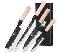 WILDMOK Ensemble de 4 Couteaux à Sushi GYUTO Sashimi Pour Gaucher, Couteau de Chef à Fileter Le Poisson Pour la Cuisine, Lame en Acier Allemand et Manche en Bois Traditionnel