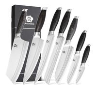 WILDMOK Ensemble de couteaux de cuisine professionnelle 7 pièces, ensemble de couteaux de chef tranchant en acier inoxydable allemand avec poignée pakkawood noire, boîte cadeau