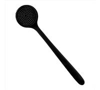 WildOath Brosse à récurer pour le dos - Manche extra long (37,5 cm), brosse de bain double face en silicone pour exfoliation et nettoyage, brosse de douche douce et durable (noir)